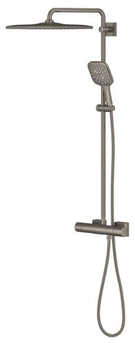 GROHE RAINSHOWER SMARTACTIVE 310 CUBE sprchový set s termostatickou baterií, horní sprcha, ruční sprcha se 3 proudy, tyč, hadice, Water Saving, kartáčovaný hard graphite 26837AL0 Obrázek - fotka