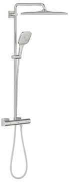 GROHE RAINSHOWER SMARTACTIVE 310 CUBE sprchový set s termostatickou baterií, horní sprcha, ruční sprcha se 3 proudy, tyč, hadice, Water Saving, supersteel