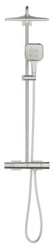 GROHE RAINSHOWER SMARTACTIVE 310 CUBE sprchový set s termostatickou baterií, horní sprcha, ruční sprcha se 3 proudy, tyč, hadice, Water Saving, supersteel 26837DC0 Obrázek - fotka