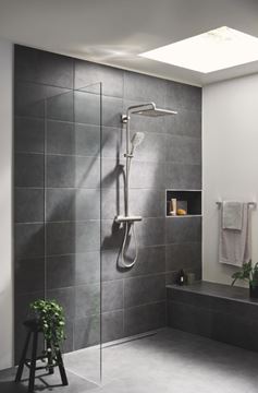 GROHE RAINSHOWER SMARTACTIVE 310 CUBE sprchový set s termostatickou baterií, horní sprcha, ruční sprcha se 3 proudy, tyč, hadice, Water Saving, supersteel 26837DC0 Obrázek - fotka