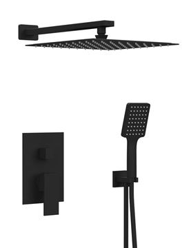 SAPHO CUBEMIX sprchový set s podomítkovou baterií, horní sprcha, ruční sprcha, hadice, držák, matná černá