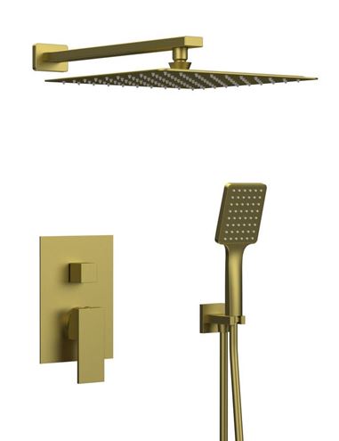 SAPHO CUBEMIX sprchový set s podomítkovou baterií, horní sprcha, ruční sprcha, hadice, držák, PVD, matné zlato CM042GB-01 Obrázek - Hlavní obrázek
