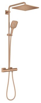 GROHE RAINSHOWER SMARTACTIVE 310 CUBE sprchový set s termostatickou baterií, horní sprcha, ruční sprcha se 3 proudy, tyč, hadice, Water Saving, kartáčovaný warm sunset