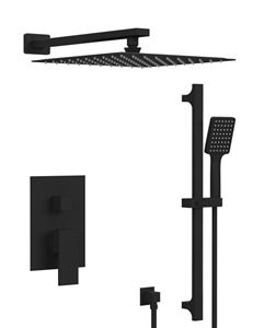 SAPHO CUBEMIX sprchový set s podomítkovou baterií, horní sprcha, ruční sprcha, tyč, hadice, matná černá