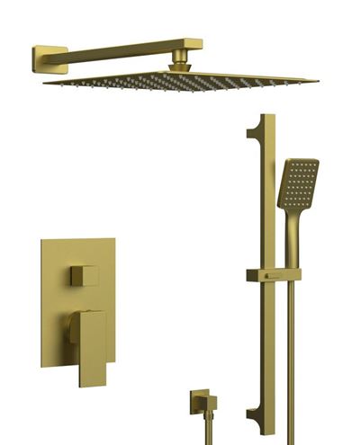 SAPHO CUBEMIX sprchový set s podomítkovou baterií, horní sprcha, ruční sprcha, tyč, hadice, PVD, matné zlato CM042GB-02 Obrázek - Hlavní obrázek