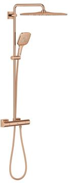 GROHE RAINSHOWER SMARTACTIVE 310 CUBE sprchový set s termostatickou baterií, horní sprcha, ruční sprcha se 3 proudy, tyč, hadice, Water Saving, warm sunset
