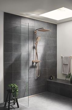 GROHE RAINSHOWER SMARTACTIVE 310 CUBE sprchový set s termostatickou baterií, horní sprcha, ruční sprcha se 3 proudy, tyč, hadice, Water Saving, warm sunset 26837DA0 Obrázek - fotka