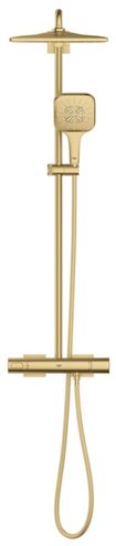 GROHE RAINSHOWER SMARTACTIVE 310 CUBE sprchový set s termostatickou baterií, horní sprcha, ruční sprcha se 3 proudy, tyč, hadice, Water Saving, kartáčovaný cool sunrise 26837GN0 Obrázek - fotka