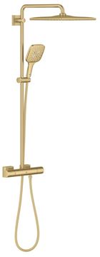 GROHE RAINSHOWER SMARTACTIVE 310 CUBE sprchový set s termostatickou baterií, horní sprcha, ruční sprcha se 3 proudy, tyč, hadice, Water Saving, kartáčovaný cool sunrise