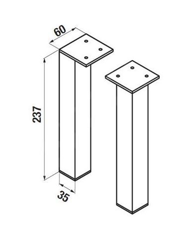 JIKA CUBE nohy k nábytku, 1 pár, chrom H4944021760001 Technický nákres