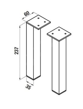 JIKA CUBE nohy k nábytku, 1 pár, chrom H4944021760001 Technický nákres