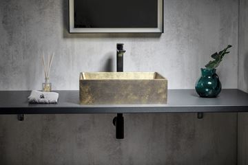 SAPHO FORMIGO umyvadlo na desku 47,5 cm, bez přepadu, beton, matná zlatá FG118 Obrázek - fotka
