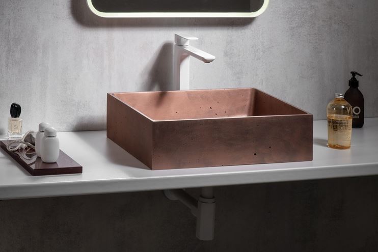 SAPHO FORMIGO umyvadlo na desku 47,5 cm, bez přepadu, beton, matná měděná FG120 Obrázek - fotka