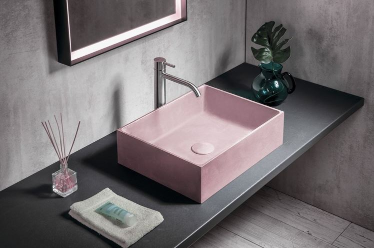 SAPHO FORMIGO umyvadlo na desku 47,5 cm, bez přepadu, beton, matná růžová FG121 Obrázek - fotka