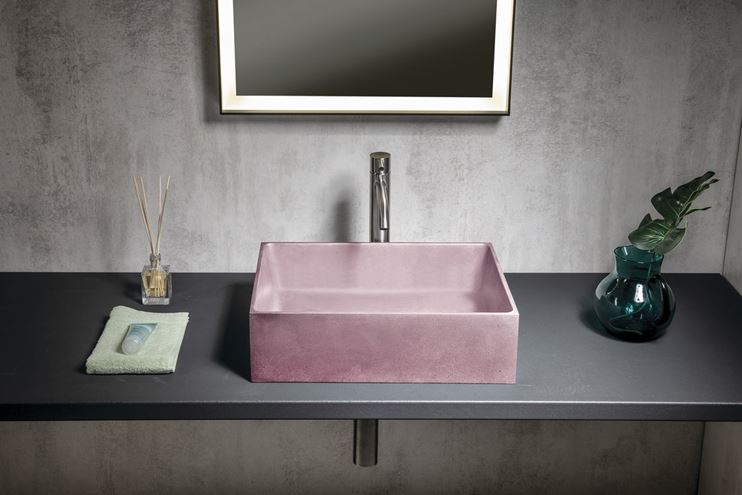 SAPHO FORMIGO umyvadlo na desku 47,5 cm, bez přepadu, beton, matná růžová FG121 Obrázek - fotka