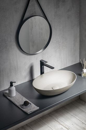 SAPHO FORMIGO umyvadlová mísa 60 cm, bez přepadu, beton, matná písková FG214 Obrázek - fotka