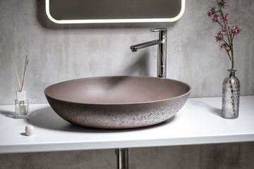 SAPHO FORMIGO umyvadlová mísa 60 cm, bez přepadu, beton, tmavě hnědá FG215 Obrázek - fotka