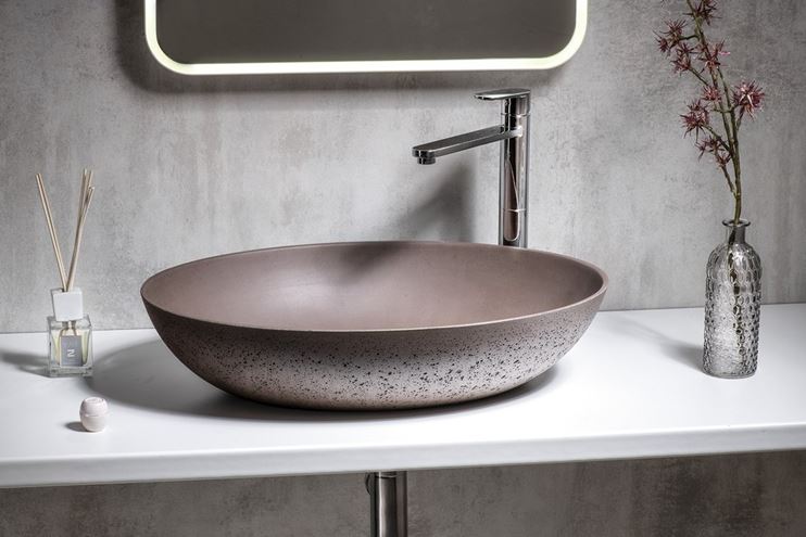 SAPHO FORMIGO umyvadlová mísa 60 cm, bez přepadu, beton, tmavě hnědá FG215 Obrázek - fotka