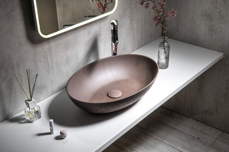 SAPHO FORMIGO umyvadlová mísa 60 cm, bez přepadu, beton, tmavě hnědá FG215 Obrázek - fotka