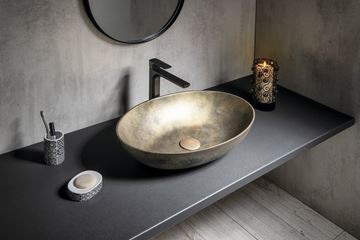 SAPHO FORMIGO umyvadlová mísa 60 cm, bez přepadu, beton, matná zlatá FG218 Obrázek - fotka