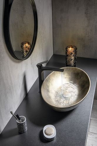 SAPHO FORMIGO umyvadlová mísa 60 cm, bez přepadu, beton, matná zlatá FG218 Obrázek - fotka