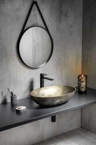 SAPHO FORMIGO umyvadlová mísa 60 cm, bez přepadu, beton, matná zlatá FG218 Obrázek - fotka