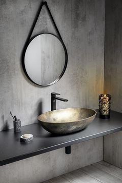 SAPHO FORMIGO umyvadlová mísa 60 cm, bez přepadu, beton, matná zlatá FG218 Obrázek - fotka