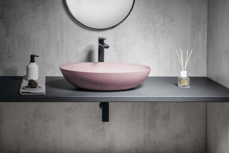 SAPHO FORMIGO umyvadlová mísa 60 cm, bez přepadu, beton, matná růžová FG221 Obrázek - fotka