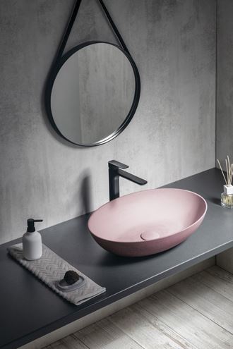 SAPHO FORMIGO umyvadlová mísa 60 cm, bez přepadu, beton, matná růžová FG221 Obrázek - fotka