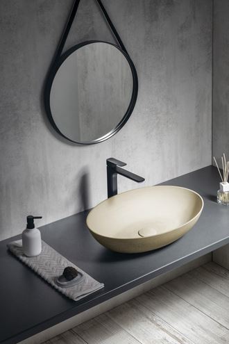 SAPHO FORMIGO umyvadlová mísa 60 cm, bez přepadu, beton, matná žlutá FG222 Obrázek - fotka