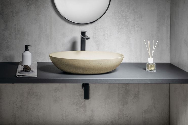 SAPHO FORMIGO umyvadlová mísa 60 cm, bez přepadu, beton, matná žlutá FG222 Obrázek - fotka