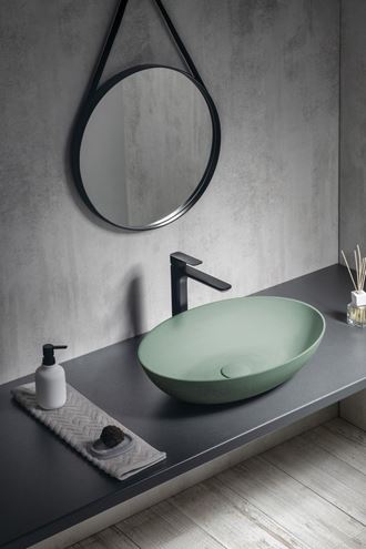 SAPHO FORMIGO umyvadlová mísa 60 cm, bez přepadu, beton, matná zelená FG223 Obrázek - fotka