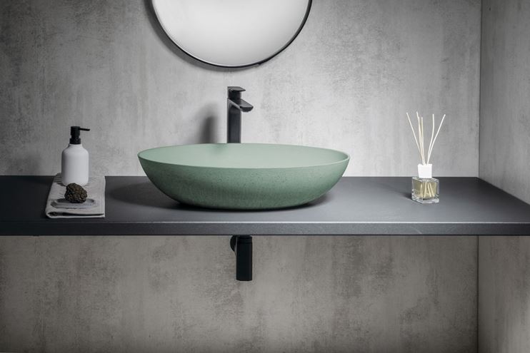 SAPHO FORMIGO umyvadlová mísa 60 cm, bez přepadu, beton, matná zelená FG223 Obrázek - fotka