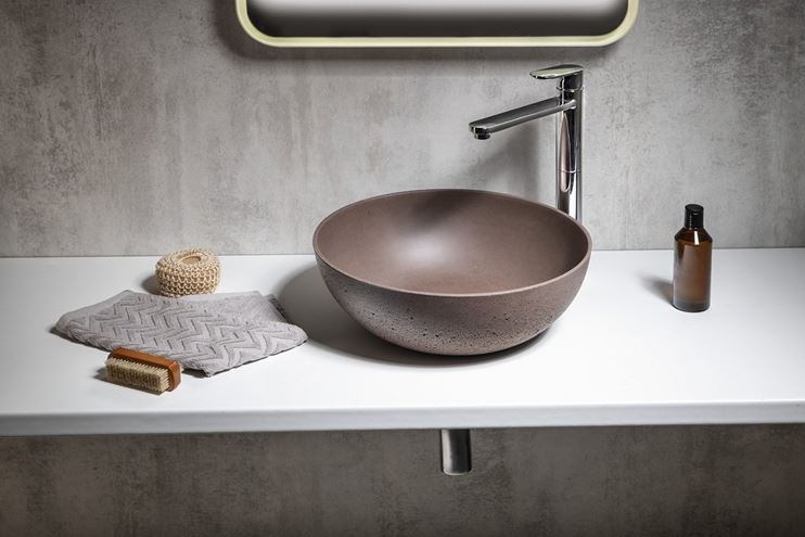 SAPHO FORMIGO umyvadlová mísa 39 cm, bez přepadu, beton, tmavě hnědá FG315 Obrázek - fotka