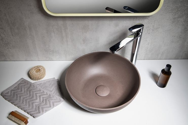 SAPHO FORMIGO umyvadlová mísa 39 cm, bez přepadu, beton, tmavě hnědá FG315 Obrázek - fotka