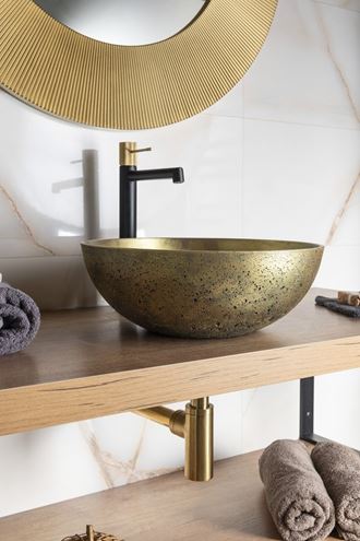 SAPHO FORMIGO umyvadlová mísa 39 cm, bez přepadu, beton, matná zlatá FG318 Obrázek - fotka