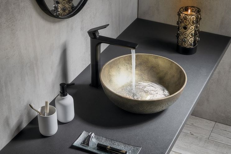 SAPHO FORMIGO umyvadlová mísa 39 cm, bez přepadu, beton, matná zlatá FG318 Obrázek - fotka