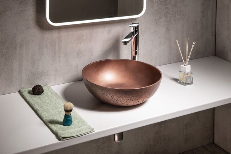 SAPHO FORMIGO umyvadlová mísa 39 cm, bez přepadu, beton, matná měděná FG320 Obrázek - fotka