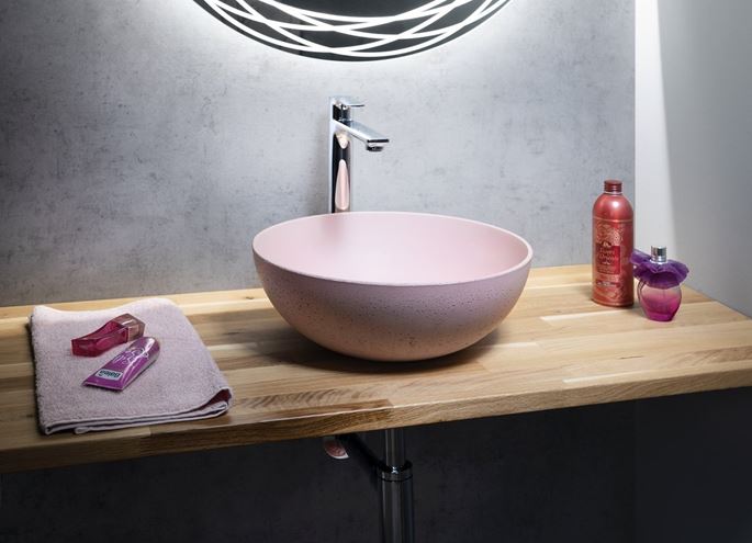 SAPHO FORMIGO umyvadlová mísa 39 cm, bez přepadu, beton, matná růžová FG321 Obrázek - fotka