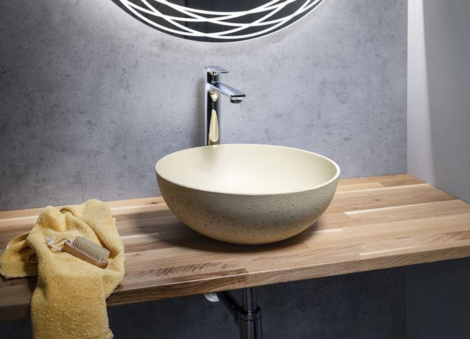 SAPHO FORMIGO umyvadlová mísa 39 cm, bez přepadu, beton, matná žlutá FG322 Obrázek - fotka