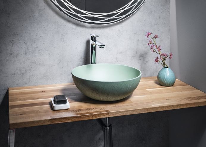 SAPHO FORMIGO umyvadlová mísa 39 cm, bez přepadu, beton, matná zelená FG323 Obrázek - fotka
