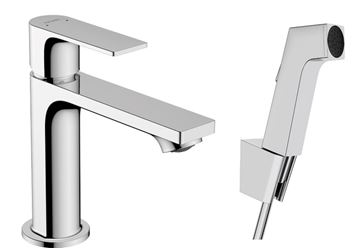 HANSGROHE REBRIS E umyvadlová stojánková baterie s bidetovou sprškou, EcoSmart, chrom