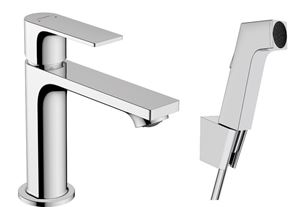 HANSGROHE REBRIS E umyvadlová stojánková baterie s bidetovou sprškou, EcoSmart, chrom