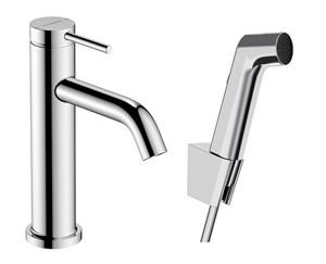 HANSGROHE TECTURIS S umyvadlová stojánková baterie, s odtokovou soupravou a bidetovou sprškou, EcoSmart, chrom