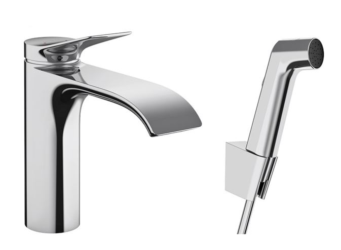 HANSGROHE VIVENIS umyvadlová stojánková baterie, s odtokovou soupravou a bidetovou sprškou, EcoSmart, chrom 75210000 Obrázek - Hlavní obrázek