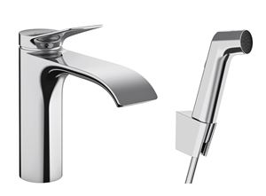 HANSGROHE VIVENIS umyvadlová stojánková baterie, s odtokovou soupravou a bidetovou sprškou, EcoSmart, chrom