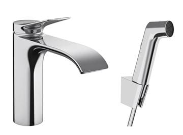 HANSGROHE VIVENIS umyvadlová stojánková baterie, s odtokovou soupravou a bidetovou sprškou, EcoSmart, chrom