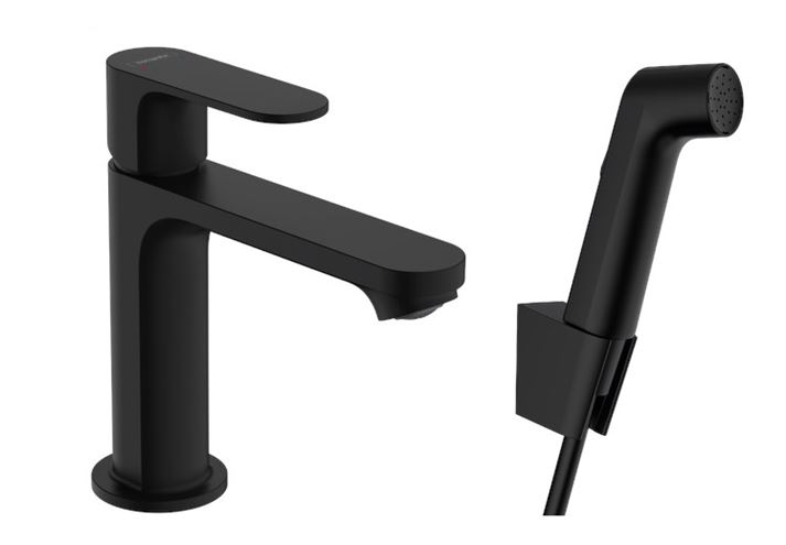 HANSGROHE REBRIS S umyvadlová stojánková baterie s bidetovou sprškou, EcoSmart, matná černá 72215670 Obrázek - Hlavní obrázek