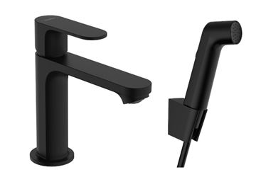 HANSGROHE REBRIS S umyvadlová stojánková baterie s bidetovou sprškou, EcoSmart, matná černá