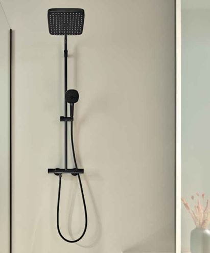 GROHE TEMPESTA SYSTEM 250 CUBE sprchový set s termostatickou baterií, horní sprcha, ruční sprcha se 2 proudy, tyč, hadice, Water Saving, matná černá  266892431 Obrázek - fotka